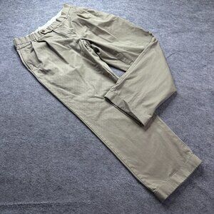Brooks Brothers Pants Men 33 x 30 Beige Khaki Pleated Cuffed Trouser Chino